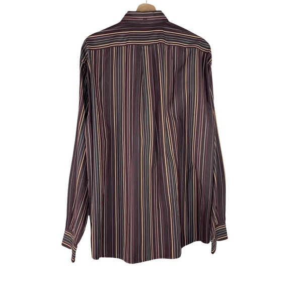 Faconnable Long Sleeve Button Down Shirt Facoclub Vertical Stripe - Picture 5 of 5